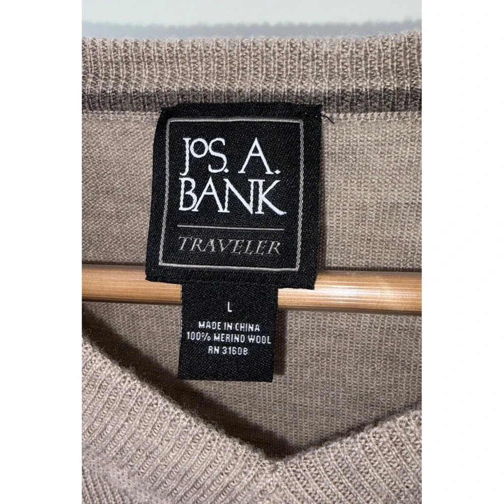 Jos A Bank Merino Wool Sweater Mens Large Pullover Soft Luxury Travelers V‎ Neck